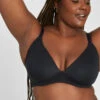 The All-Day Plunge No-Wire Bra: Jet Black 2 The All-Day Plunge No-Wire Bra: Jet Black -Livery Store 1 on model front all day plunge no wire jet black
