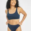 The All-You Swim Bralette: Navy -Livery Store 1 on model front all you swim bralette navy