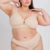 The Busty Bralette: Toasted Almond -Livery Store 1 on model front busty bra toasted almond