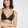 The Flex No-Wire Bra: Jet Black -Livery Store 1 on model front flex no wire bra jet black