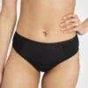 The Lace High Waist Bikini: Jet Black -Livery Store 1 on model front lace high waist bikini jet black