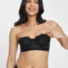 The Lace Strapless: Jet Black 1 The Lace Strapless: Jet Black -Livery Store 1 on model front lace strapless jet black