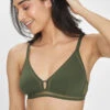 The Mesh Trim Bralette: Rich Olive -Livery Store 1 on model front mesh trim bralette rich olive