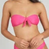 The Swim Ribbed Tie-Front Bandeau: Magenta