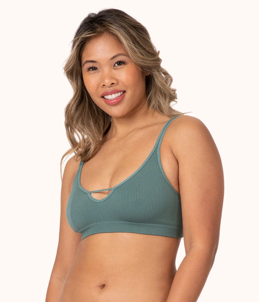 The Skinny-Strap Seamless Bralette: Harbor Green 3 The Skinny-Strap Seamless Bralette: Harbor Green
