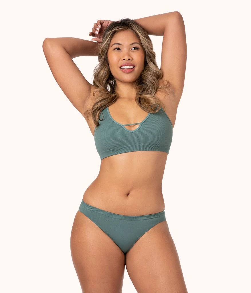 The Skinny-Strap Seamless Bralette: Harbor Green 4 The Skinny-Strap Seamless Bralette: Harbor Green - Image 2