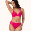 The Smooth Lace Bralette: Magenta -Livery Store 1 on model front smooth lace bralette magenta