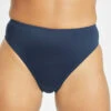 The Swim High Waist Bikini Bottom: Navy -Livery Store 1 on model front swim high waist bikini bottom navy