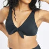 The Swim Plunge Bralette: Jet Black -Livery Store 1 on model front swim plunge bralette jet black