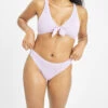 The Swim Ruched Bikini Bottom: Lilac -Livery Store 1 on model front swim ruched bikini bottom lilac