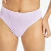The Swim Ruched High Waist Bikini Bottom: Lilac -Livery Store 1 on model front swim ruched high waist bikini bottom lilac