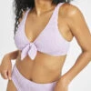 The Swim Ruched Plunge Bralette: Lilac -Livery Store 1 on model front swim ruched plunge bralette lilac