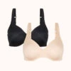 The Minimizer Bra Bundle: Jet Black/Toasted Almond -Livery Store 1 product flat front minimizer bra bundle multi