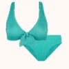 The Ruched Plunge Bralette & High Waist Swim Bundle: Aquamarine -Livery Store 1 product flat front ruched plunge bralette and high waist swim bundle aquamarine
