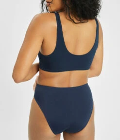 The All-You Swim Bralette: Navy -Livery Store 3 on model back all you swim bralette navy