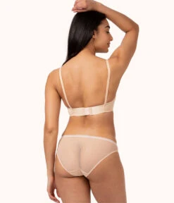 The Low Back Bralette: Toasted Almond -Livery Store 3 on model back low back bralette toasted almond