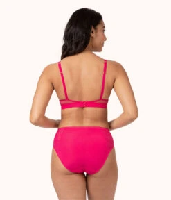 The Smooth Lace Bralette: Magenta -Livery Store 3 on model back smooth lace bralette magenta