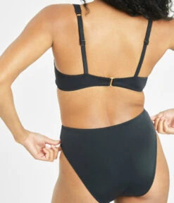 The Swim Plunge Bralette: Jet Black -Livery Store 3 on model back swim plunge bralette jet black