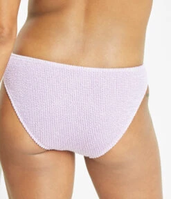 The Swim Ruched Bikini Bottom: Lilac -Livery Store 3 on model back swim ruched bikini bottom lilac