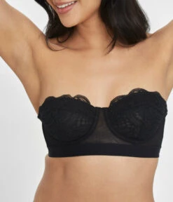 The Lace Strapless: Jet Black -Livery Store 3 on model front2 lace strapless jet black