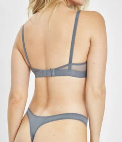 The Mesh Trim Nursing Bralette: Smoke -Livery Store 4 on model back mesh trim nursing bralette smoke