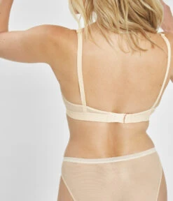 The Mesh Trim Nursing Bralette: Toasted Almond 12 The Mesh Trim Nursing Bralette: Toasted Almond -Livery Store 4 on model back mesh trim nursing bralette toasted almond