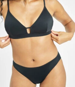 The Swim Bikini Bottom: Jet Black -Livery Store 4 on model front1 swim bikini bottom jet black