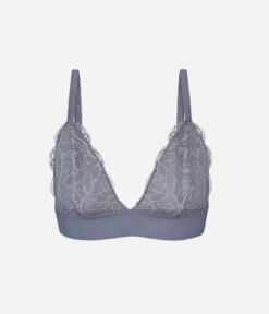 The Long-Lined Lace Bralette: Smoke -Livery Store 4 product flat front long lined lace bralette smoke