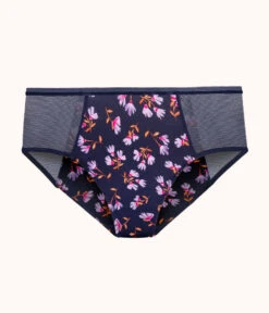 The Mesh High Waist Bikini: Navy Daisy -Livery Store 4 product flat front mesh high waist bikini navy daisy