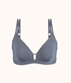 The Mesh Trim Padded Bralette: Smoke -Livery Store 4 product flat front mesh trim padded bralette smoke bf6171e3 986f 428c 9622 b6581f093303