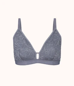 The Palm Lace Busty Bralette: Smoke -Livery Store 4 product flat front palm lace busty bralette smoke