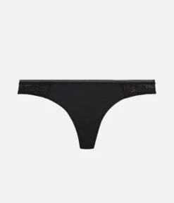 The Palm Lace Thong: Jet Black -Livery Store 4 product flat front palm lace thong jet black