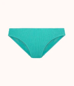 The Swim Ruched Bikini Bottom: Aquamarine -Livery Store 4 product flat front ruched bikini aquamarine