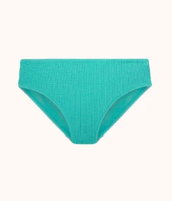 The Swim Ruched High Waist Bikini Bottom: Aquamarine -Livery Store 4 product flat front ruched high waist bikini aquamarine