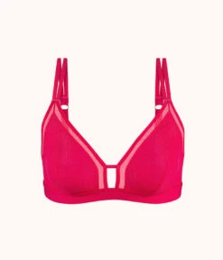 The Smooth Lace Bralette: Magenta -Livery Store 4 product flat front smooth lace bralette magenta