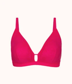 The Smooth Lace Busty Bralette: Magenta -Livery Store 4 product flat front smooth lace busty bralette magenta