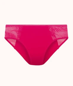 The Smooth Lace High Waist Bikini: Magenta -Livery Store 4 product flat front smooth lace high waist bikini magenta