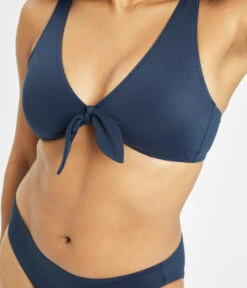 The Plunge Bralette & Bikini Swim Bundle: Navy -Livery Store 5 on model front1 swim plunge bralette navy