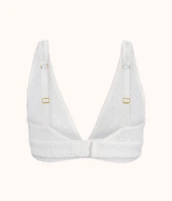 The Crochet Lace Plunge Bralette: Fresh White -Livery Store 5 product flat back crochet lace plunge bralette fresh white