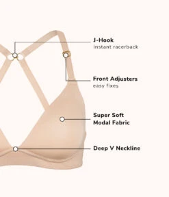The All-Day Plunge No-Wire Bra Bundle: Jet Black/Toasted Almond -Livery Store 5 product flat front all day plunge no wire bra bundle multi
