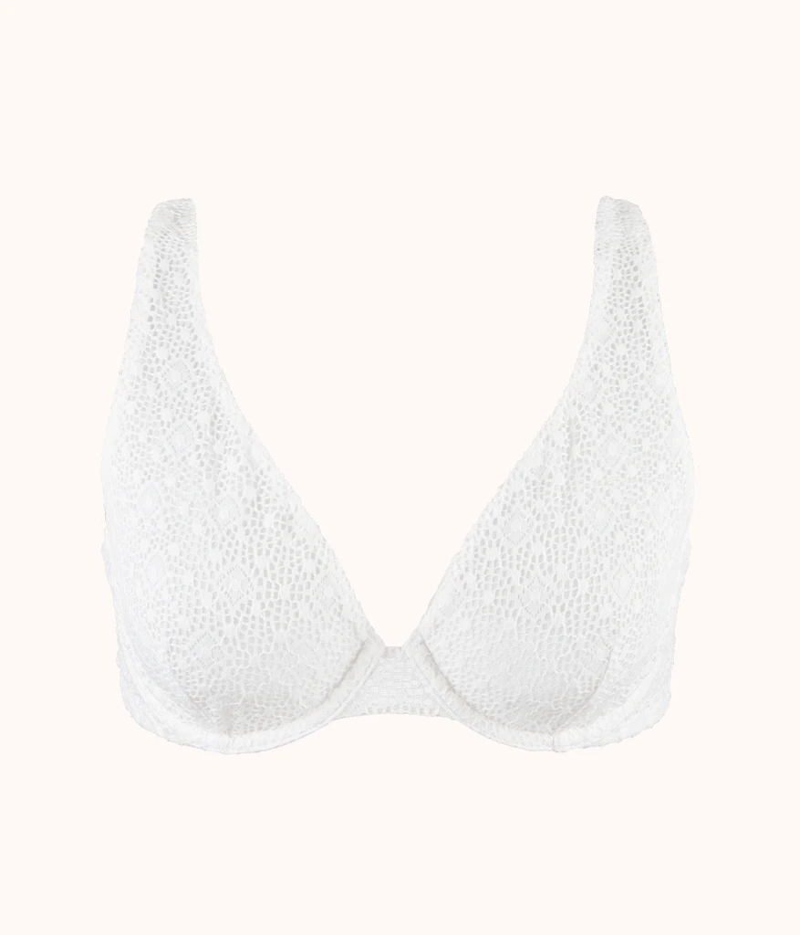 The Crochet Lace Unlined Plunge Bra: Fresh White - Image 5