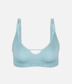 The Skinny-Strap Seamless Bralette: Sky Blue -Livery Store 5 product flat front skinny strap seamless bralette sky blue