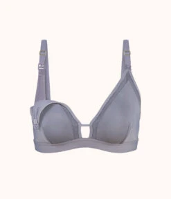 The Mesh Trim Nursing Bralette: Smoke -Livery Store 5 product flat front1 mesh trim maternity bralette smoke f190a93a 1406 4741 8ffb dd722ca54cae