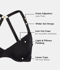 The Spacer Balconette Bra: Jet Black -Livery Store 5 product flat functions spacer balconette jet black