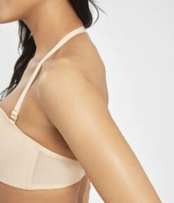 The No-Wire Strapless: Toasted Almond -Livery Store 6 on model side1 no wire strapless bra toasted almond