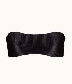The Swim Ribbed Tie-Front Bandeau: Jet Black -Livery Store 6 product flat front1 ribbed tie front bandeau jet black 4fbfb808 229b 4a94 9044 7ad3c49e1d1c