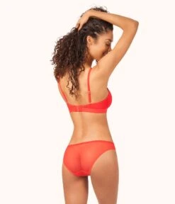 The Palm Lace Busty Bralette: Tomato Red -Livery Store on model back palm lace busty bralette tomato red 7f7fe876 59fa 416e a951 6939295648ad