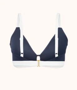 The Swim Busty Bralette: Navy/White -Livery Store product flat back the busty bralette top navy white 4f981e41 945f 47c1 8bad 8d63912ee55e