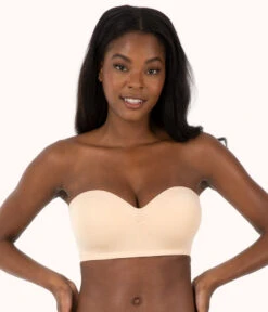The No-Wire Strapless: Toasted Almond -Livery Store sizeswap 32DDD 1 front no wire strapless toasted almond