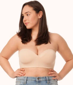 The No-Wire Strapless: Toasted Almond -Livery Store sizeswap 38D 1 front no wire strapless toasted almond